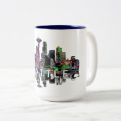 Tasse 2 Couleurs Seattle, Washington en graffiti (Devant droit)