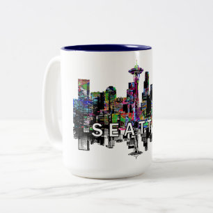 Tasse 2 Couleurs Seattle, Washington en graffiti
