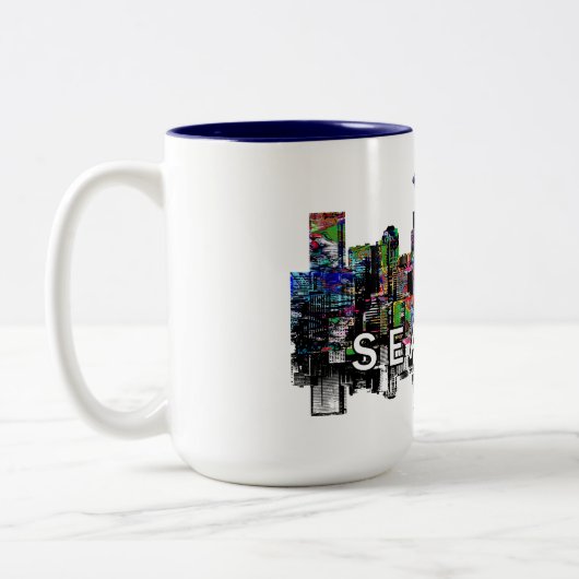 Tasse 2 Couleurs Seattle, Washington en graffiti (Gauche)