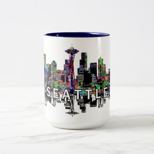 Tasse 2 Couleurs Seattle, Washington en graffiti (Centre)