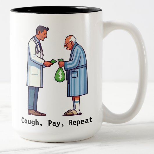 Tasse 2 Couleurs Senior Citizen Paying Off Medical Debt