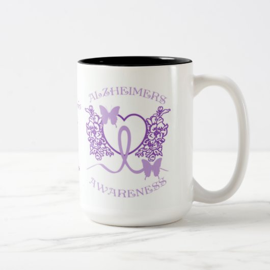 Tasse 2 Couleurs Sensibilisation aux Alzheimer Papillons pourpres M (Droit)