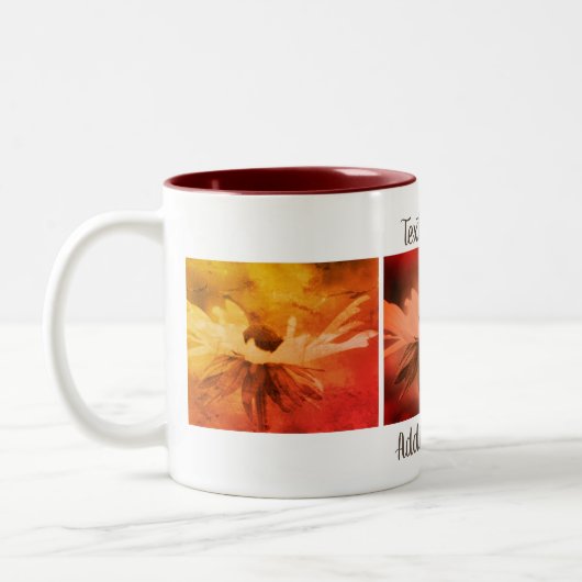 Tasse 2 Couleurs Sepia Black Eyed Susan Flower Personnalisé (Gauche)