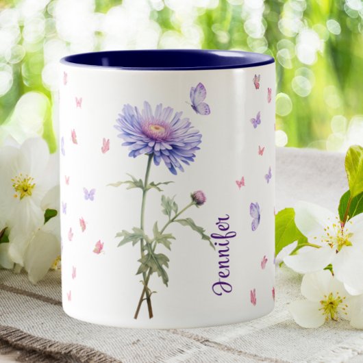 Tasse 2 Couleurs Septembre Anniversaire Aster Naissance Mois Fleur