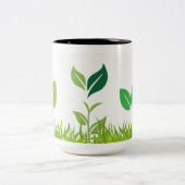 Tasse 2 Couleurs Serene Nature Green Feuilles & Gris Design (Centre)