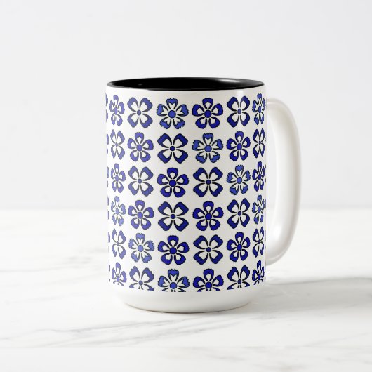 Tasse 2 Couleurs Sérénité des fleurs bleues (Devant droit)