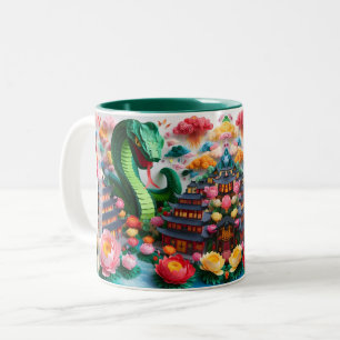 Tasse 2 Couleurs Serpent du Nouvel An chinois 2025 Origami 2TM5