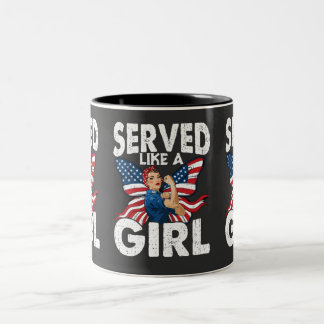 Tasse 2 Couleurs S'est battue comme une fille - Femmes vétérans de 