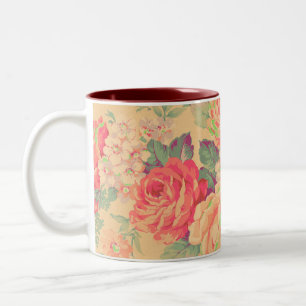 Tasse 2 Couleurs Shabby Chic Rose Vintage Floral