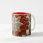 TASSE 2 COULEURS SHAE ~ PATCHWORK ~ MOTIF DE NOËL ~ (Devant droit)