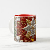 TASSE 2 COULEURS SHAE ~ PATCHWORK ~ MOTIF DE NOËL ~ (Devant gauche)
