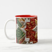 TASSE 2 COULEURS SHAE ~ PATCHWORK ~ MOTIF DE NOËL ~ (Gauche)