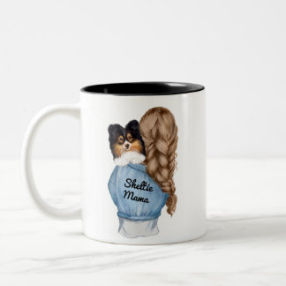Tasse 2 Couleurs Sheltie Mama Brown w Shetland Sheepdog Tri-Color