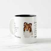 Tasse 2 Couleurs Shetland Sheepdog Sheltie Art Cadeaux (Devant gauche)
