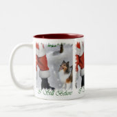 Tasse 2 Couleurs Shetland Sheepdog Sheltie Cadeaux de Noël (Gauche)