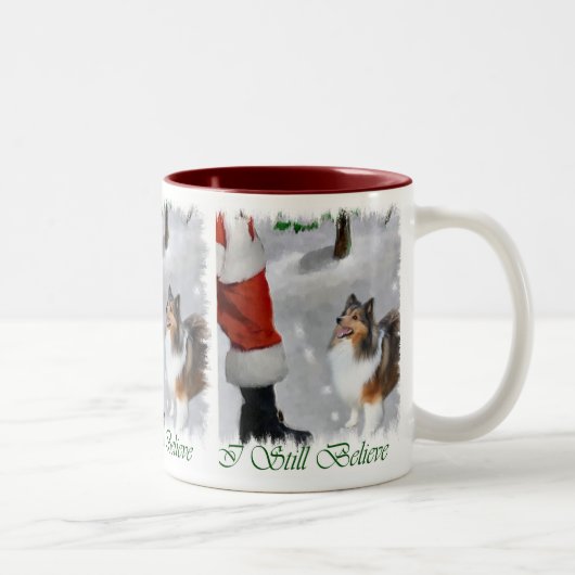 Tasse 2 Couleurs Shetland Sheepdog Sheltie Cadeaux de Noël (Droit)