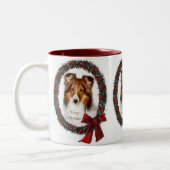 Tasse 2 Couleurs Shetland Sheepdog Sheltie Cadeaux de Noël (Gauche)