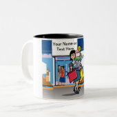 Tasse 2 Couleurs Shopper - Caricature féminine par PrintedPerfectio (Devant gauche)