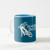 Tasse 2 Couleurs Shred Bozeman Montana Mountain Biking (Devant gauche)