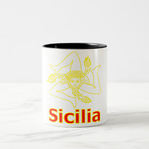 Tasse 2 Couleurs Sicile avec symbole de Trinacrie