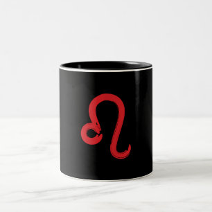 Tasse 2 Couleurs Signe Zodiaque LEO Rouge Anniversaire Juillet Août