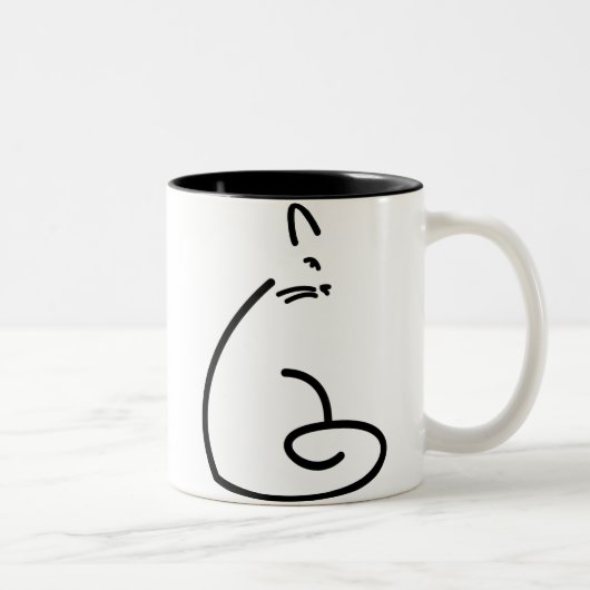 Tasse 2 Couleurs Silhouette artistique de chat (Droit)