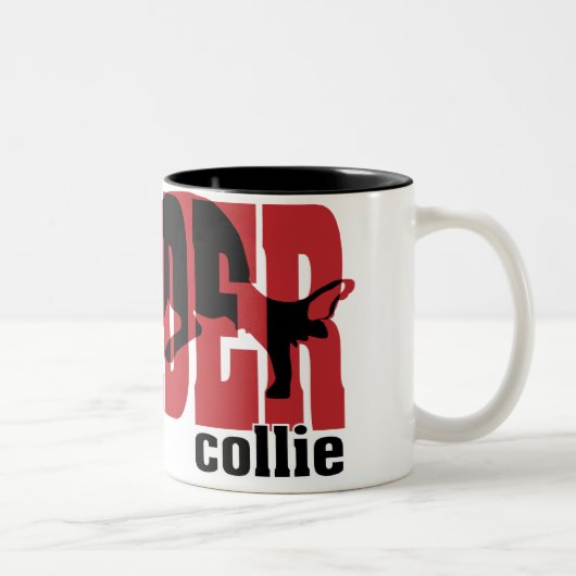 Tasse 2 Couleurs Silhouette de border collie (Droit)