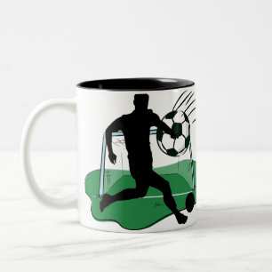 Tasse 2 Couleurs Silhouette de buteur de football