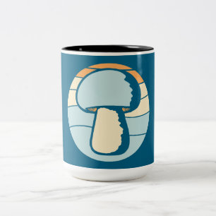 Tasse 2 Couleurs Silhouette de champignon Coucher de soleil Rétro N