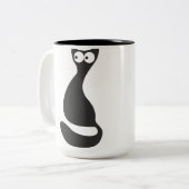 Tasse 2 Couleurs Silhouette de chat noir (Devant gauche)