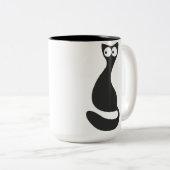 Tasse 2 Couleurs Silhouette de chat noir (Devant droit)