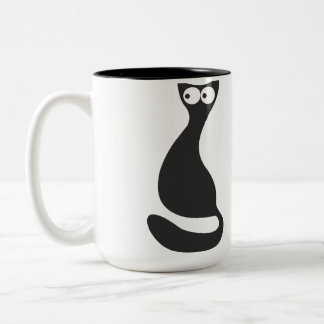 Tasse 2 Couleurs Silhouette de chat noir