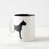 Tasse 2 Couleurs Silhouette de chien de boxeur (Devant gauche)