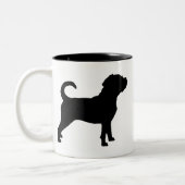Tasse 2 Couleurs Silhouette de chien de Puggle (Gauche)