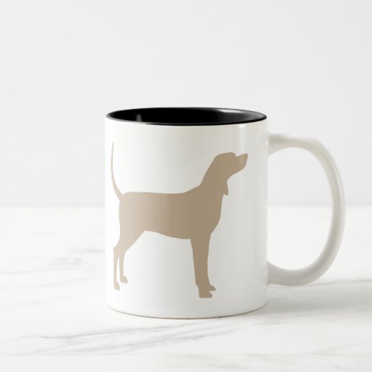 Tasse 2 Couleurs Silhouette de Coonhound (bronzez) (Droit)