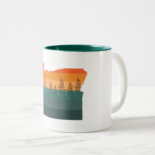 Tasse 2 Couleurs Silhouette de l'Oregon (Devant droit)