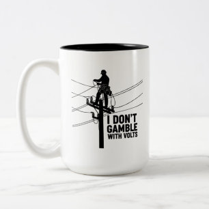 Tasse 2 Couleurs Silhouette d'électricien drôle