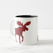 Tasse 2 Couleurs Silhouette d'orignal rouge | Country Holiday Wildl (Devant gauche)