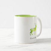 Tasse 2 Couleurs Silhouette et calligraphie du renne vert (Devant droit)