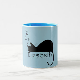 Tasse 2 Couleurs Silhouette faite sur commande de chat de sommeil