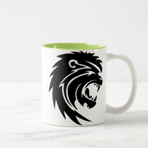 Tasse 2 Couleurs Silhouette fraîche de lion d'hurlement