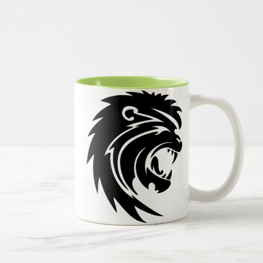 Tasse 2 Couleurs Silhouette fraîche de lion d'hurlement (Droit)