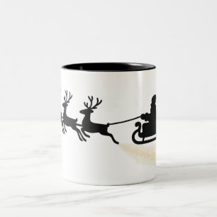 Tasse 2 Couleurs Silhouette minimaliste Père Noël Sleigh