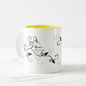 Tasse 2 Couleurs Silhouette noire et blanche de branche de remous (Devant gauche)