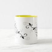 Tasse 2 Couleurs Silhouette noire et blanche de branche de remous (Centre)