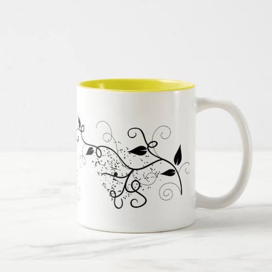 Tasse 2 Couleurs Silhouette noire et blanche de branche de remous (Droit)