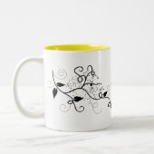 Tasse 2 Couleurs Silhouette noire et blanche de branche de remous (Gauche)