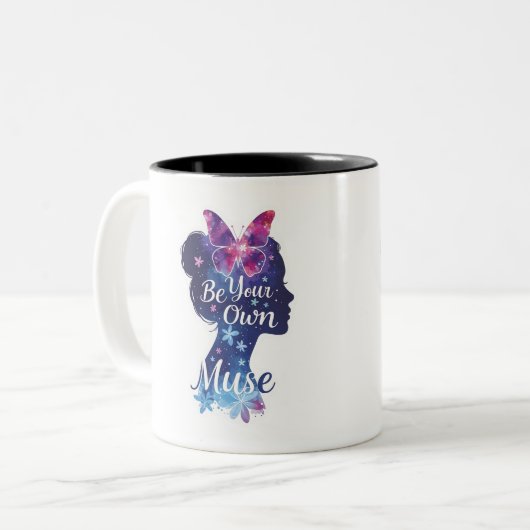 Tasse 2 Couleurs silhouette papillon, découverte de soi, soyez votr (Devant gauche)