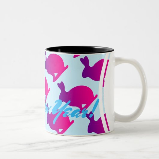 Tasse 2 Couleurs Silhouette Rabbit chinois Année Zodiac Anniversair (Droit)