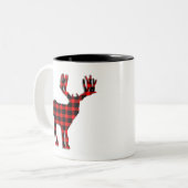 Tasse 2 Couleurs Silhouette rouge noire de cerf (Devant gauche)
